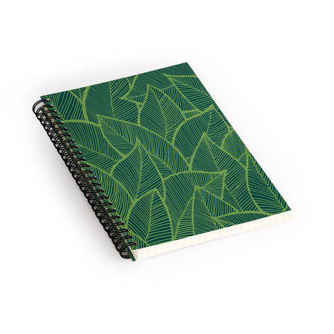 Arcturus Lime Green Leaves Spiral Notebook