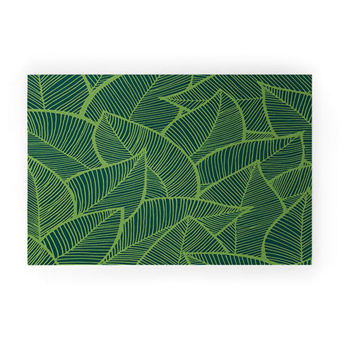 Arcturus Lime Green Leaves Welcome Mat