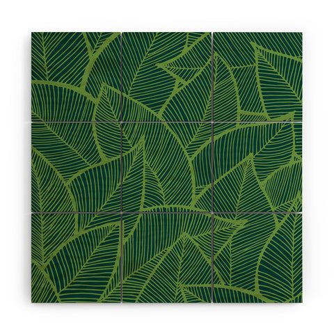 Arcturus Lime Green Leaves Wood Wall Mural