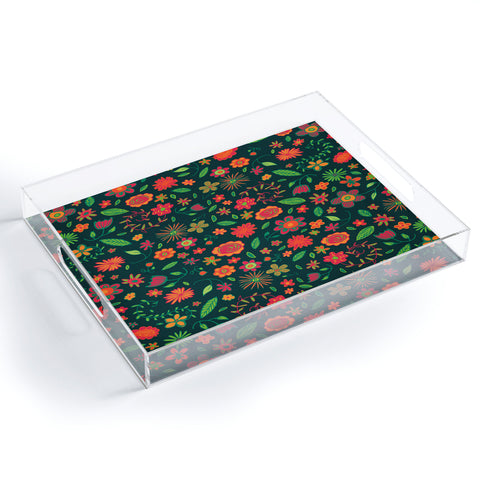 Arcturus Spring Florals Green Acrylic Tray