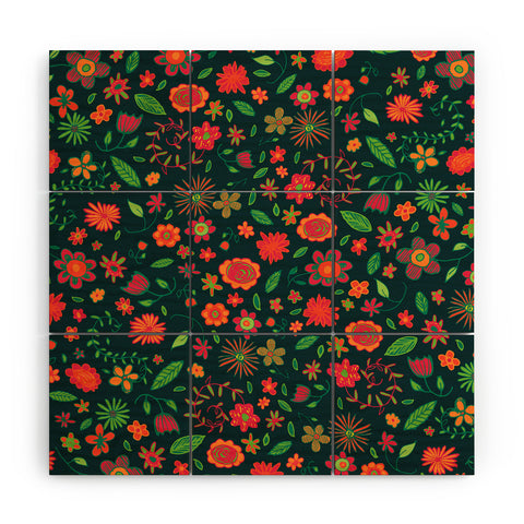 Arcturus Spring Florals Green Wood Wall Mural