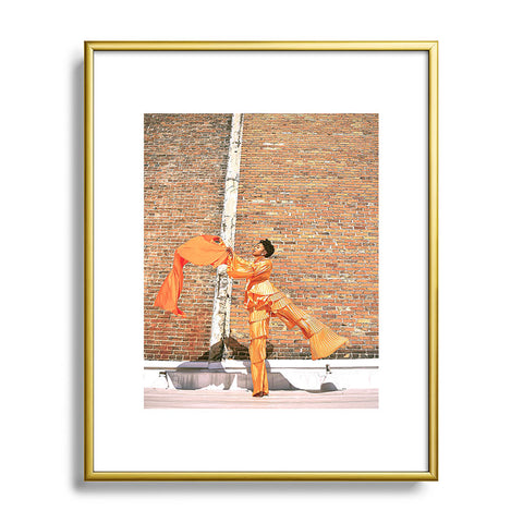 art by Taylor C. flow orange Metal Framed Art Print
