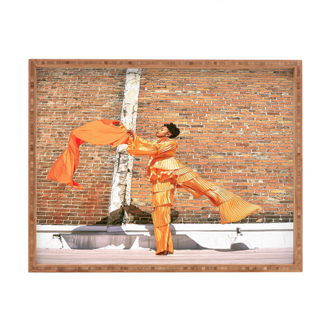 art by Taylor C. flow orange Rectangular Tray