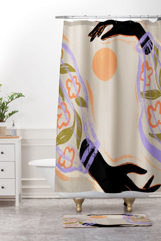 artyguava Embrace the Sun Shower Curtain And Mat