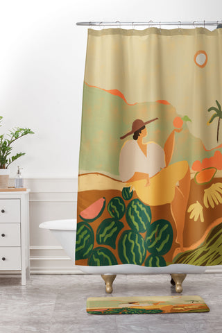 artyguava Farmer Harvest Shower Curtain And Mat