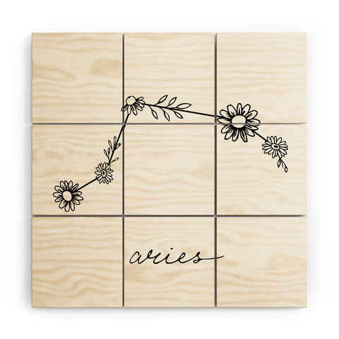 Aterk Aries Floral Constellation Wood Wall Mural