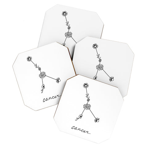 Aterk Cancer Floral Constellation Coaster Set