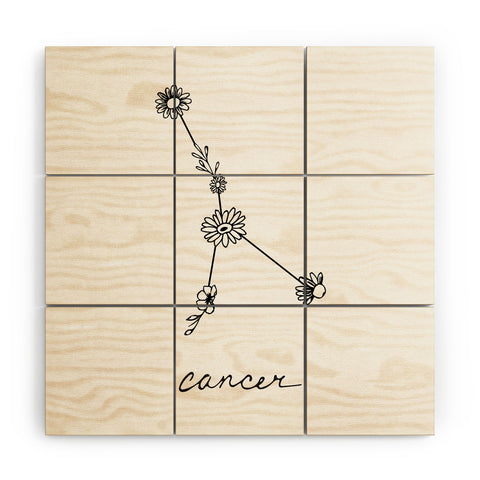 Aterk Cancer Floral Constellation Wood Wall Mural