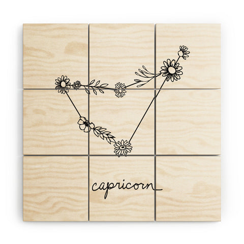 Aterk Capricorn Floral Constellation Wood Wall Mural