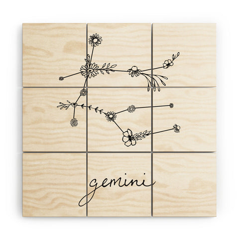 Aterk Gemini Floral Constellation Wood Wall Mural