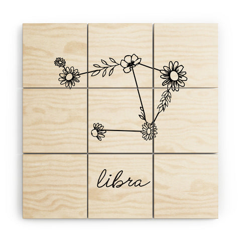 Aterk Libra Floral Constellation Wood Wall Mural