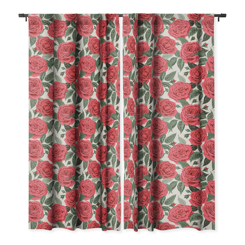 Avenie A Realm Of Red Roses Blackout Window Curtain