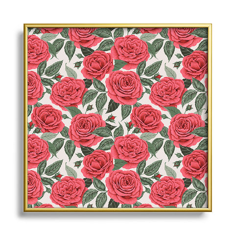 Avenie A Realm Of Red Roses Metal Square Framed Art Print