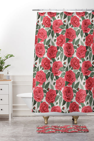 Avenie A Realm Of Red Roses Shower Curtain And Mat