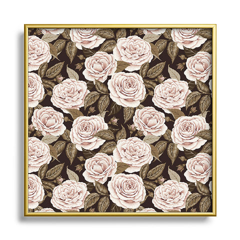 Avenie A Realm Of Roses Dark Academia Square Metal Framed Art Print