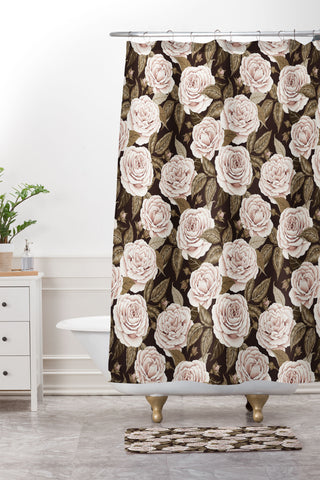 Avenie A Realm Of Roses Dark Academia Shower Curtain And Mat