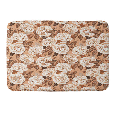 Avenie A Realm Of Roses In Terracotta Memory Foam Bath Mat