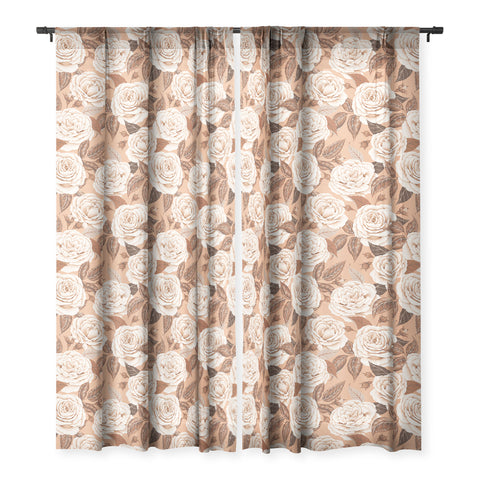 Avenie A Realm Of Roses In Terracotta Sheer Window Curtain