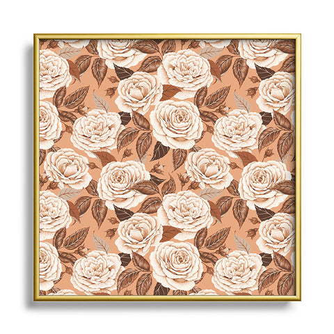 Avenie A Realm Of Roses In Terracotta Square Metal Framed Art Print