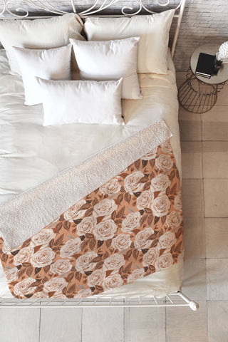 Avenie A Realm Of Roses In Terracotta Fleece Throw Blanket