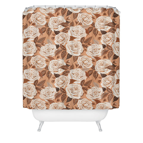Avenie A Realm Of Roses In Terracotta Shower Curtain