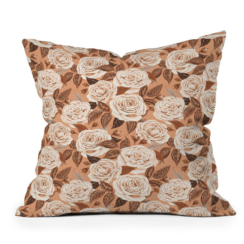 Avenie A Realm Of Roses In Terracotta Throw Pillow