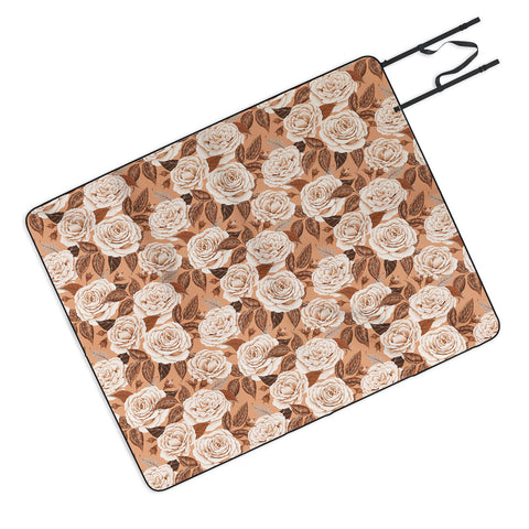 Avenie A Realm Of Roses In Terracotta Picnic Blanket