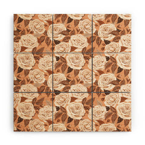 Avenie A Realm Of Roses In Terracotta Wood Wall Mural