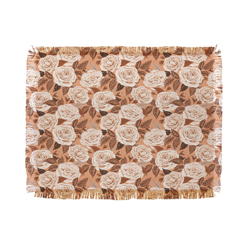 Avenie A Realm Of Roses In Terracotta Throw Blanket