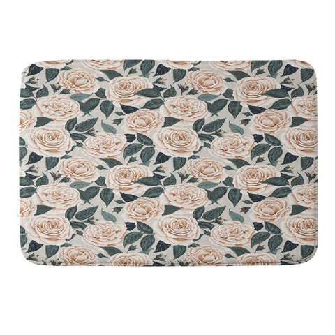 Avenie A Realm of Roses White Memory Foam Bath Mat