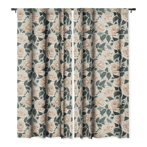 Avenie A Realm of Roses White Blackout Window Curtain