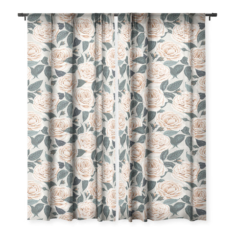 Avenie A Realm of Roses White Sheer Non Repeat