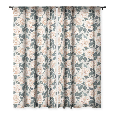 Avenie A Realm of Roses White Sheer Window Curtain