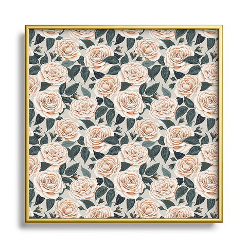 Avenie A Realm of Roses White Square Metal Framed Art Print