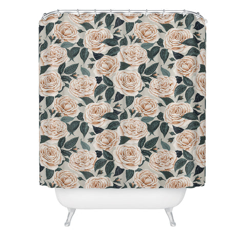 Avenie A Realm of Roses White Shower Curtain