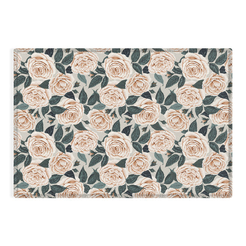 Avenie A Realm of Roses White Outdoor Rug