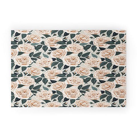 Avenie A Realm of Roses White Welcome Mat