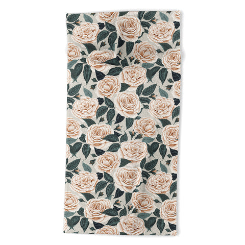 Avenie A Realm of Roses White Beach Towel