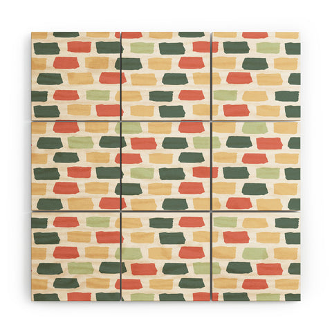 Avenie Abstract Brick Pattern Wood Wall Mural