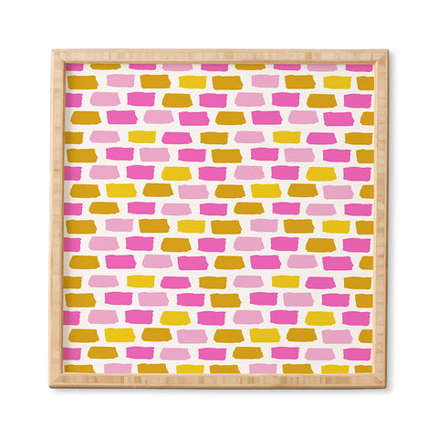 Avenie Abstract Bricks Pink Framed Wall Art
