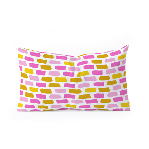 Avenie Abstract Bricks Pink Oblong Throw Pillow