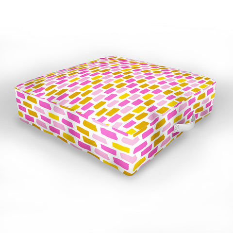 Avenie Abstract Bricks Pink Outdoor Floor Cushion
