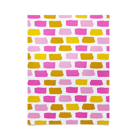 Avenie Abstract Bricks Pink Poster