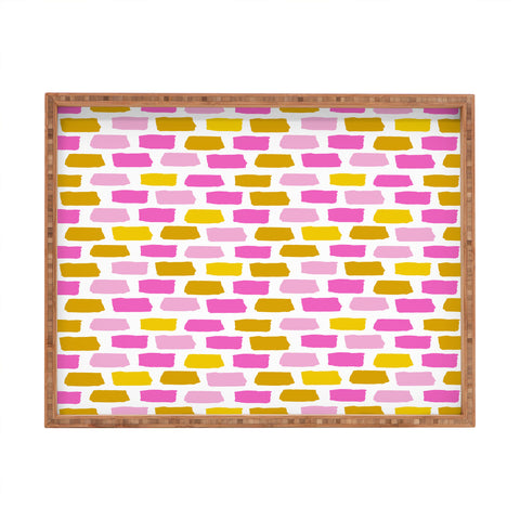 Avenie Abstract Bricks Pink Rectangular Tray