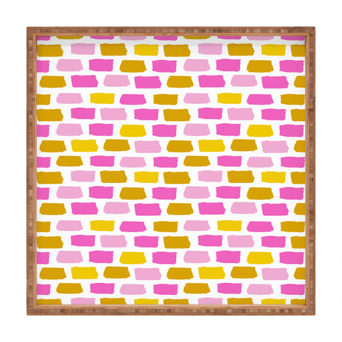 Avenie Abstract Bricks Pink Square Tray