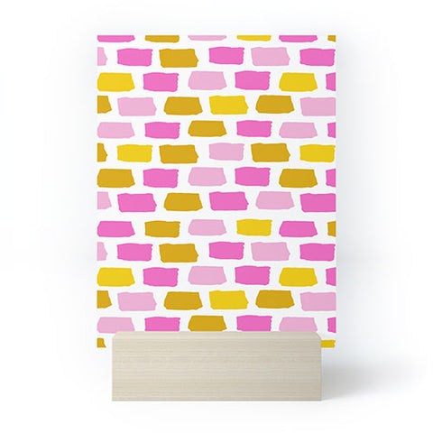 Avenie Abstract Bricks Pink Mini Art Print