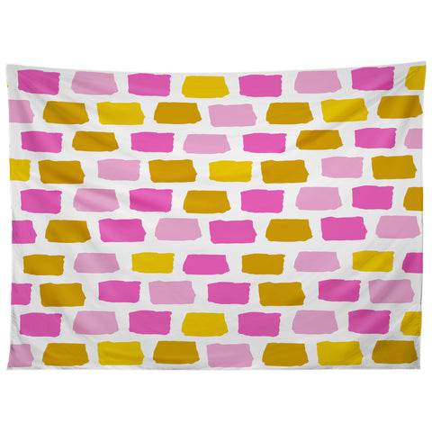 Avenie Abstract Bricks Pink Tapestry
