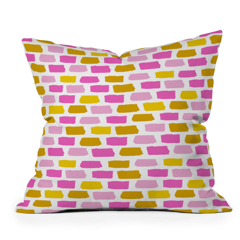 Avenie Abstract Bricks Pink Throw Pillow