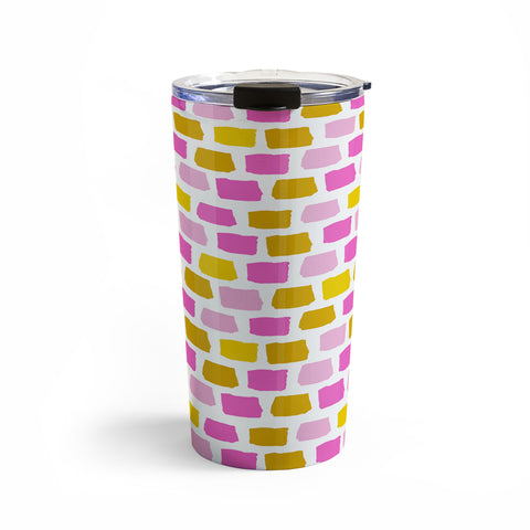 Avenie Abstract Bricks Pink Travel Mug