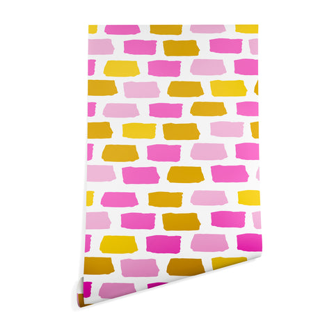 Avenie Abstract Bricks Pink Wallpaper
